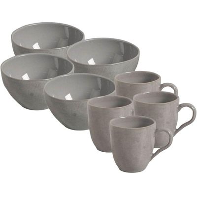 Jogo 8 Peças Canecas 273ml e Bowls 558ml Cerâmica Bruma Port