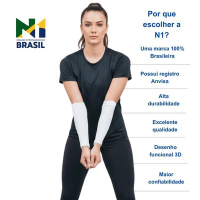 Protetor de Antebraço Spry Tamanho M N1 Sport Branco KNIT 3D Compressão 15/25 mmHg Estabilidade