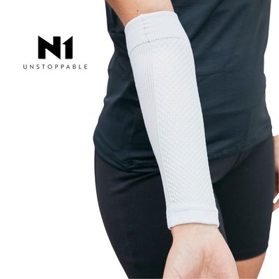 Protetor de Antebraço Spry Tamanho M N1 Sport Branco KNIT 3D Compressão 15/25 mmHg Estabilidade