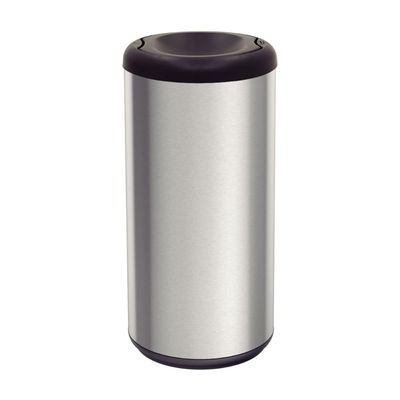 Lixeira Inox Tramontina Piemonte 40 L Acetinada e Tampa Basculante Preta Polipropileno