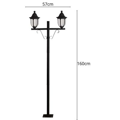 Poste Duplo para Jardim Preto Tubo em Alumínio Modena Dital Iluminação Externa Clássica