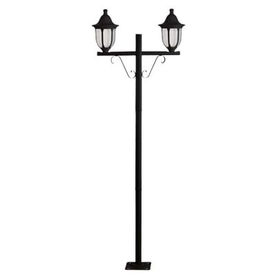 Poste Duplo para Jardim Preto Tubo em Alumínio Modena Dital Iluminação Externa Clássica