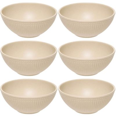 Kit 6 Bowls Aveline Tigela 12cm Bege Melamina Sopas Caldos Cereais Sobremesas