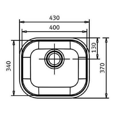 Cuba de Embutir n.0 Docol Invicta 40x34x18 cm em Aço Inox Alto Brilho com Válvula 4.1/2"