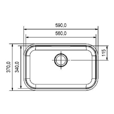 Cuba de Embutir n.2 Docol Invicta 56x34x18 cm em Aço Inox Alto Brilho com Válvula 4.1/2"