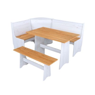Conjunto Canto Alemão em Madeira Maciça Branco Natural Elliottiis