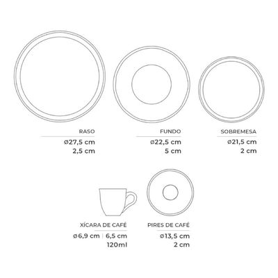 Aparelho de Jantar 30 Peças Bio Latte Porto Brasil