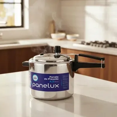 Panela de Pressão Panelux Classic Polida Prata 4,5L