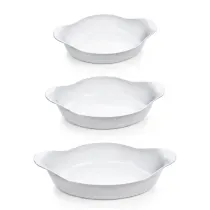 Conjunto de Assadeiras Nadir Opaline em Vidro 3 Peças