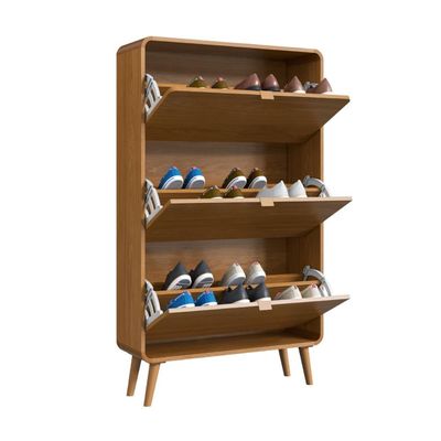 Sapateira 3 Portas Basculantes Curve Carvalho Xingu 130x76x24 cm Completa Móveis