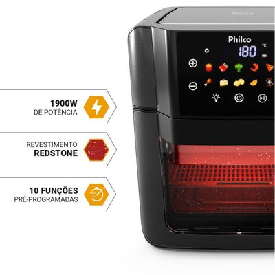 Air Fryer Oven Philco 15L Redstone 10 Funções PAF15C 220V