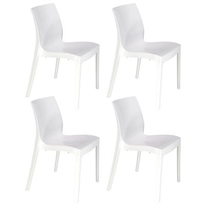 Kit 4 Cadeiras Plástica Branca Tramontina Área Gourmet Cozinha Restaurante Summa Alice