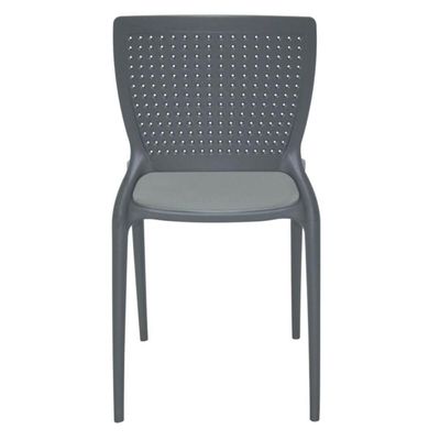 Kit 4 Cadeiras Plásticas Grafite Tramontina Summa Safira Empilhável Resistente Cozinha Área Gourmet