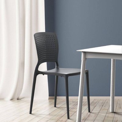 Kit 4 Cadeiras Plásticas Grafite Tramontina Summa Safira Empilhável Resistente Cozinha Área Gourmet
