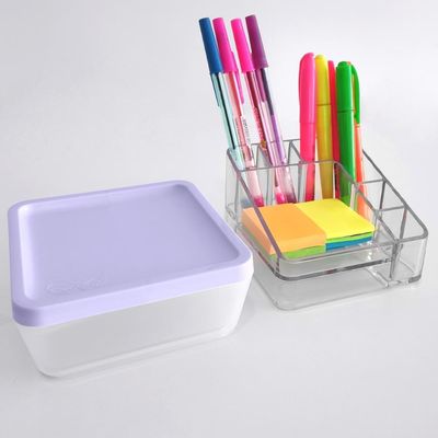 Organizador De Cosméticos 6 Divisórias Caixa Organizadora Mi Lilás