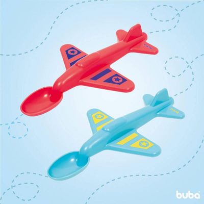 Colher Infantil para Introdução Alimentar Buba Avião Azul Azul