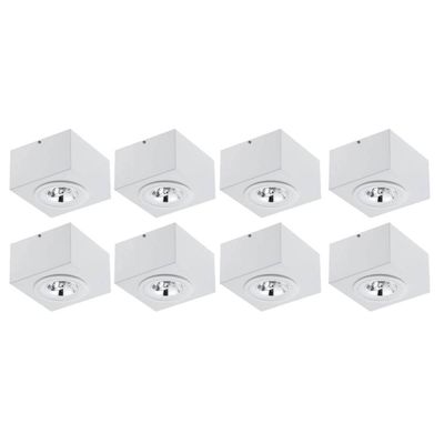 Jogo 8 Spots 13cm de Sobrepor para Iluminação Branco Teto Ar70 Gu10 Box Dital