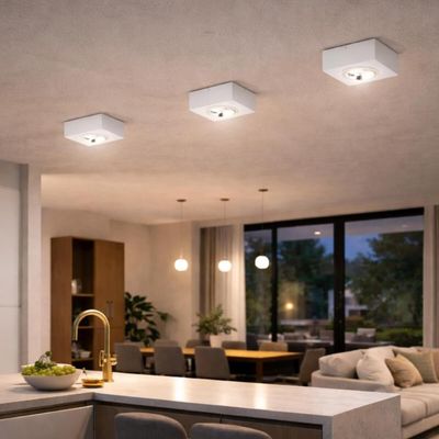 Luminária Plafon Branco de Sobrepor Box 17x9,5cm Bivolt Dital Aluzinc Soquete GU10
