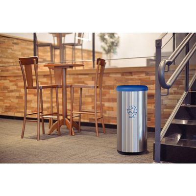 Lixeira Inox Tramontina Piemonte 40 Litros Acetinado Tampa Basculante Azul em Polipropileno