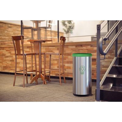 Lixeira Inox Tramontina Piemonte 40 Litros Acetinado Tampa Basculante Verde
