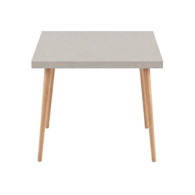Mesa Safira Quadrada 70 cm com Tampo em MDF Camurça e Pés de Madeira Natural