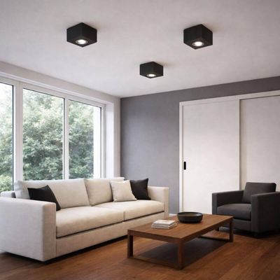 Luminária Plafon Box de Sobrepor 17x11cm Aluzinc Preto Par30 Bivolt E27 Externa Interna Dital Bivolt