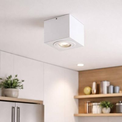 Luminária Plafon Branca Quadrada de Sobrepor 13x10,5cm Dital Iluminação Decoração