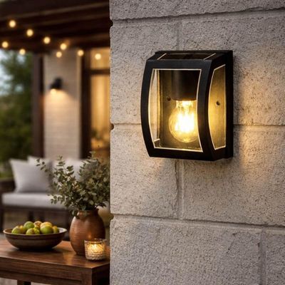 Arandela Luminária Preta Lente Transparente Oval Termoplástico Lâmpada E27 Dital