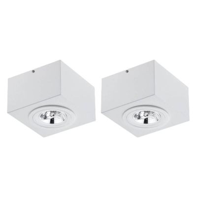 Kit 2 Spots Luminárias Plafon Teto Sobrepor Branco Aluzinco Gu10 13cm Box Dital