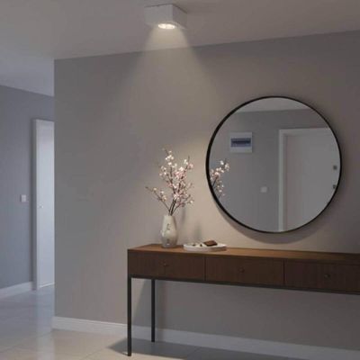 Kit 2 Spots Luminárias Plafon Teto Sobrepor Branco Aluzinco Gu10 13cm Box Dital