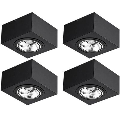 Kit 4 Luminárias Plafons Pretos de Sobrepor Box 17cm GU10 Dital 12w