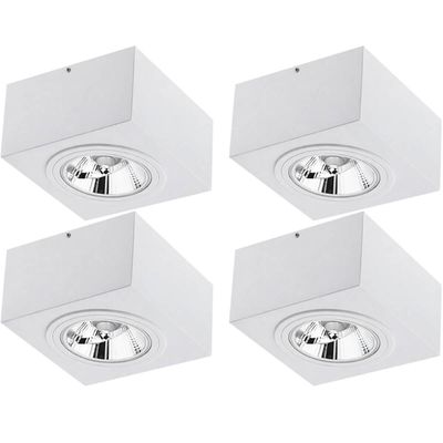 Kit 4 Plafons Sobrepor Branco Luminária Gu10 Box Áreas Internas Externas Dital