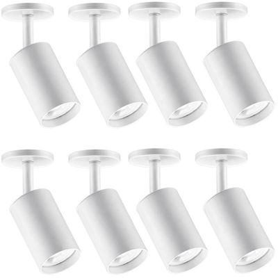 Jogo 8 Spots Branco Redondo paraTrilho Eletrificado GU10 Luminária Direcionadora Bivolt