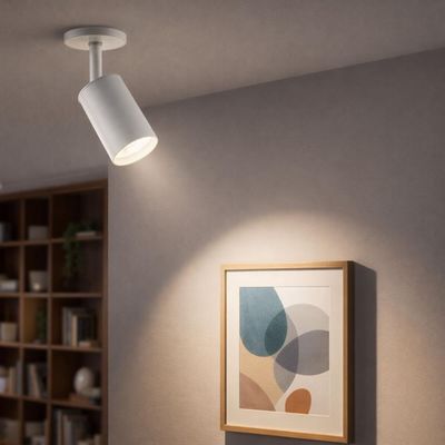 Jogo 8 Spots Branco Redondo paraTrilho Eletrificado GU10 Luminária Direcionadora Bivolt