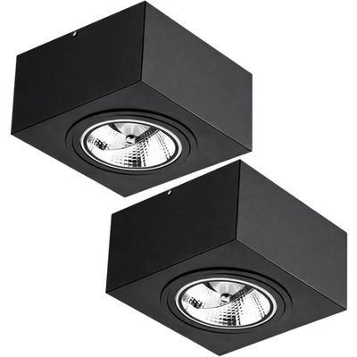 Kit 2 Luminárias Plafons Pretos de Sobrepor Box 17cm GU10 Dital 12w