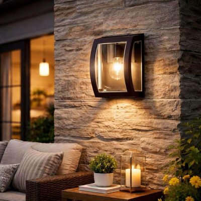 Kit 4 Arandelas Luminária Elegante Marrom Lente Transparente Oval Bivolt Termoplástico Lâmpada E27 Smart Dital
