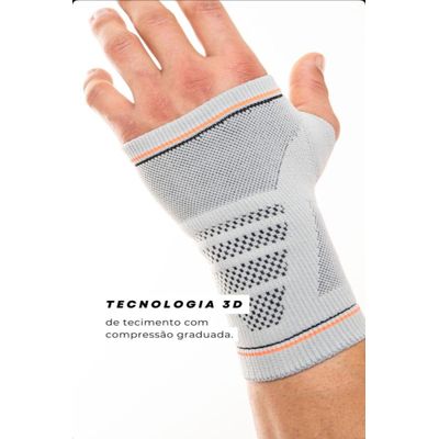 N1 Sport Munhequeira Cinza M Knit 3D com Compressão Graduada