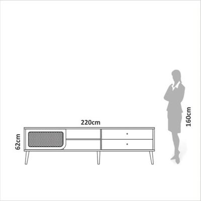 Rack para TV 220cm Até 60 Polegadas 2 Gavetas 1 Porta Curve Carvalho Rosé Dalla Costa