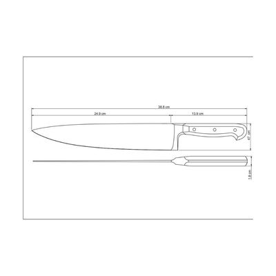 Faca Chef Tramontina Century com Lâmina em Aço Inox e Cabo de Policarbonato e Fibra de Vidro 10" 24011110