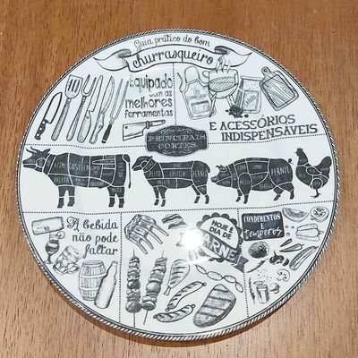 Prato Sobremesa De Cerâmica Churrasco Alleanza 20,5cm