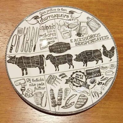 Prato Sobremesa De Cerâmica Churrasco Alleanza 20,5cm