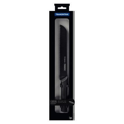 Faca para Pão Tramontina Nygma em Aço Inox e Polipropileno Preto 8"