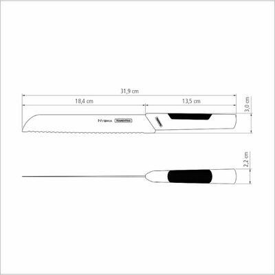 Faca para Pão Tramontina Nygma em Aço Inox e Polipropileno Preto 8"