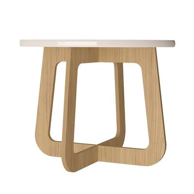 Mesa de Centro Redonda Jasmin Off white e Carvalho