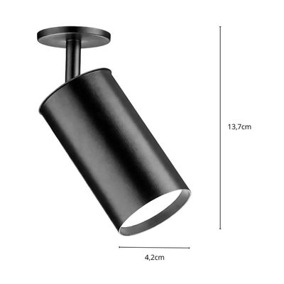 Spot Sobrepor Preto Alumínio Bivolt 4,2x13,7cm Neo Dital Mr11 Iluminação Focada