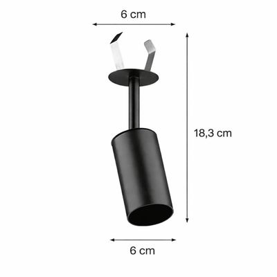 Spot de Luz Trilho Alumínio Preto 6x18cm Bivolt Lâmpada Mr16 Embutir Soquete GU10 Neo Dital
