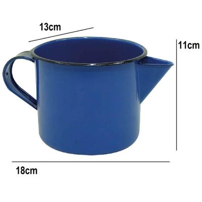 Caneca Leiteira Esmaltada Metalllouça N12 com Bico e Alça 1L Azul Canecão