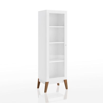 Cristaleira Malta 1 Porta Vidro 40x37x158 cm Branco Genialflex