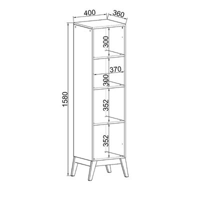 Cristaleira Malta 1 Porta Vidro 40x37x158 cm Branco Genialflex