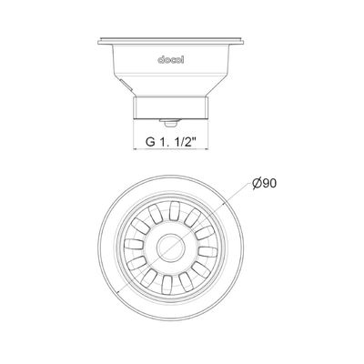 Válvula de Escoamento Docol Standard 3.1/2" para Cozinha em Aço Inox Acetinado e Polipropileno